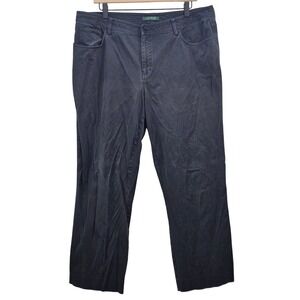 Lauren Ralph Lauren Womens Navy Blue Straight Leg Stretch Pants Size 16 Mid Rise